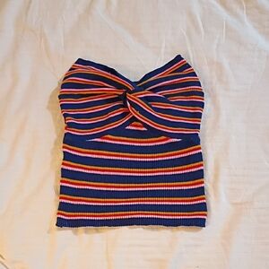 Striped Twist-Front Tube Top